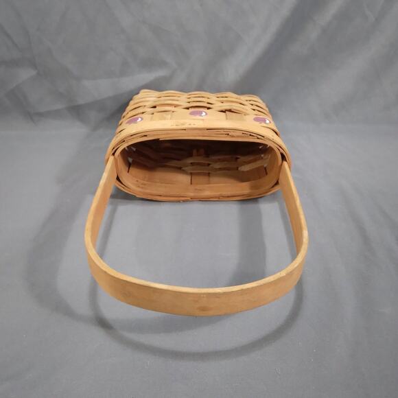 Split Wood Woven Basket wPainted Apples, Longaberger Style Small Hanging Basket - Picture 6 of 10
